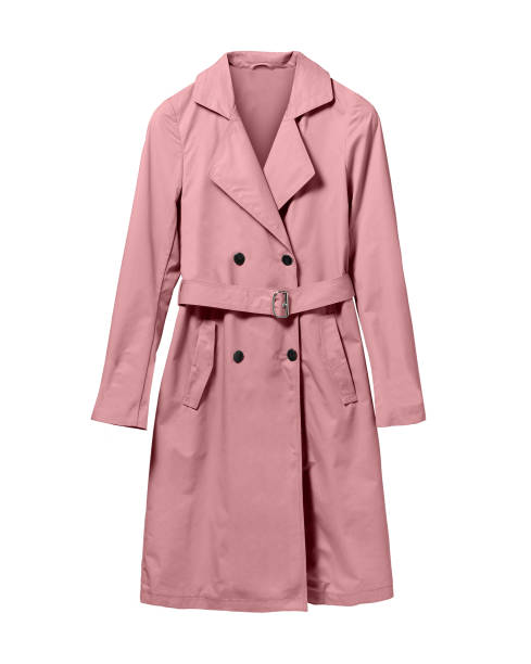 Pale light pink elegant woman autumn coat isolated white